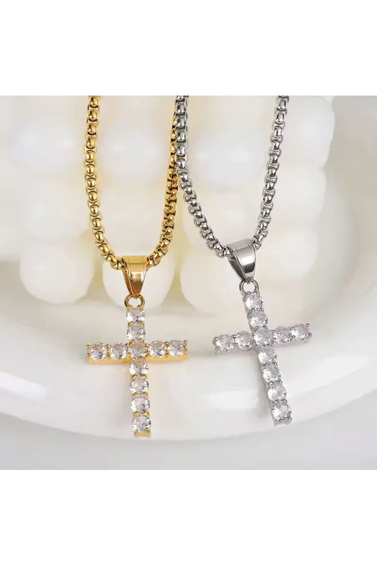 He is Risen cz Cross necklace Pretty Little Patriot