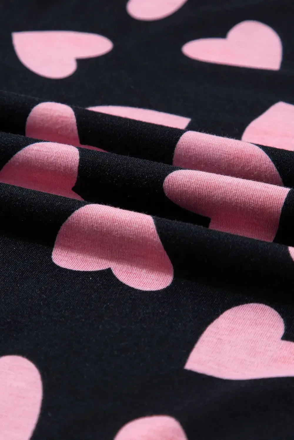 Heart Print Long Sleeve Top and Shorts Lounge Set - Plush Fashion Hub