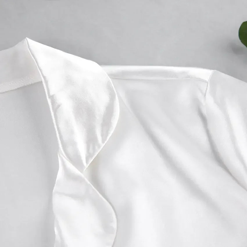 Heavenly Feathered Silk Pajamas in color options - Plush Fashion Hub