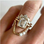 Gold-tone industrial zircon statement ring for women, featuring a bold, classical design with inlaid sparkling zircon accents.