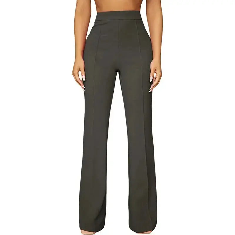 Women's high-waist straight-leg business casual pants by Plush Fashion Hub, perfect for professional or fall casual wear.