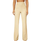 Women's high-waist straight-leg business casual pants by Plush Fashion Hub, shown in a versatile fall outfit.