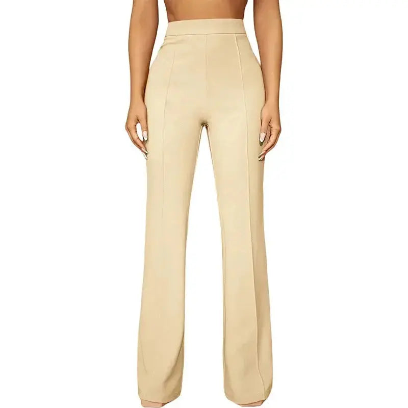 Women's high-waist straight-leg business casual pants by Plush Fashion Hub, shown in a versatile fall outfit.