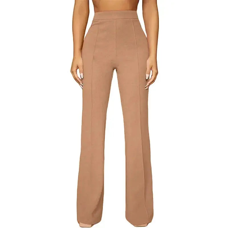 Women's high-waist straight-leg business casual pants by Plush Fashion Hub, shown in a versatile fall outfit.