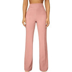 Women's high-waist straight-leg business casual trousers by Plush Fashion Hub, matching fall outfit, suitable for work and commute.