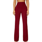 Women's high-waist straight-leg business casual trousers from Plush Fashion Hub, shown in a versatile fall outfit.