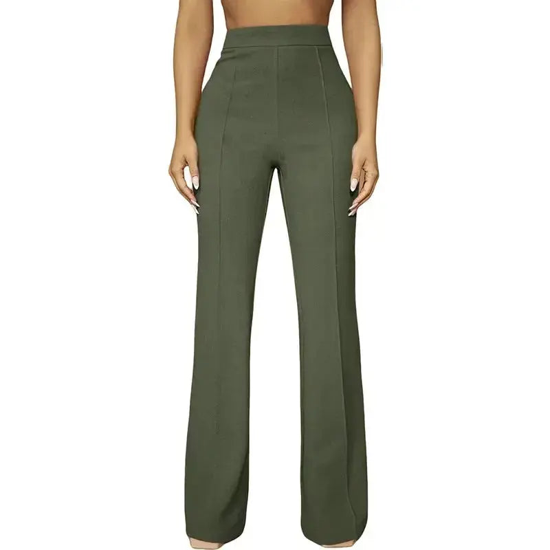 Women's high-waist straight-leg business casual pants by Plush Fashion Hub, perfect for work and fall commute.