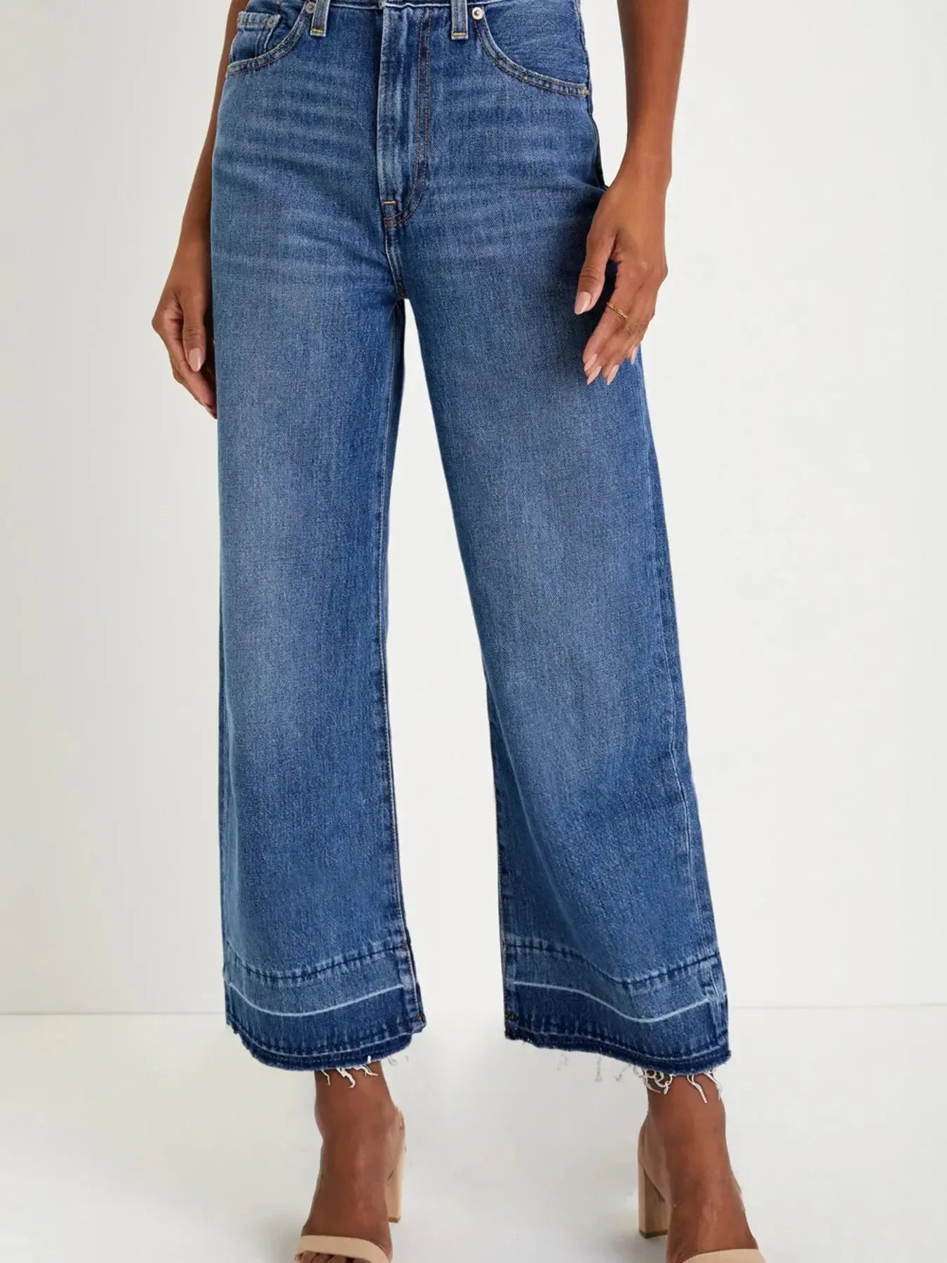 High Waist Wide Leg Washed Jeans - Plush Fashion Hub