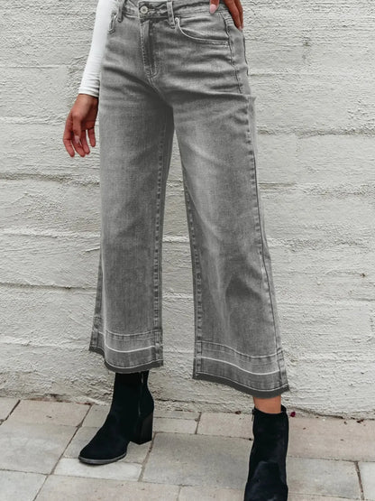 High Waist Wide Leg Washed Jeans - Plush Fashion Hub