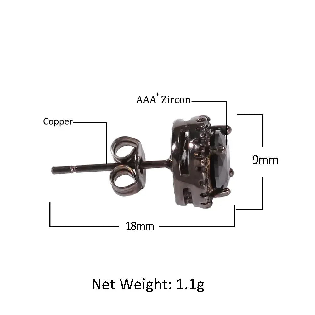 Hip Hop Four-Prong Black Zircon Earrings - Plush Fashion Hub