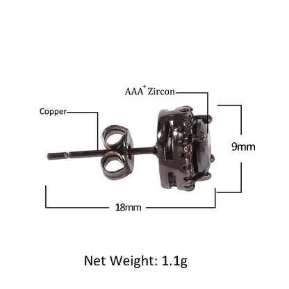 Hip Hop Four-Prong Black Zircon Earrings - Plush Fashion Hub