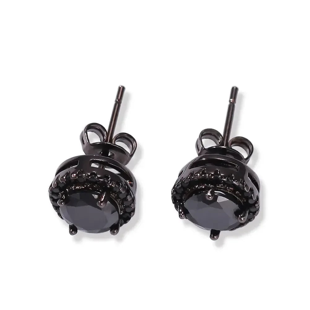 Hip Hop Four-Prong Black Zircon Earrings - Plush Fashion Hub