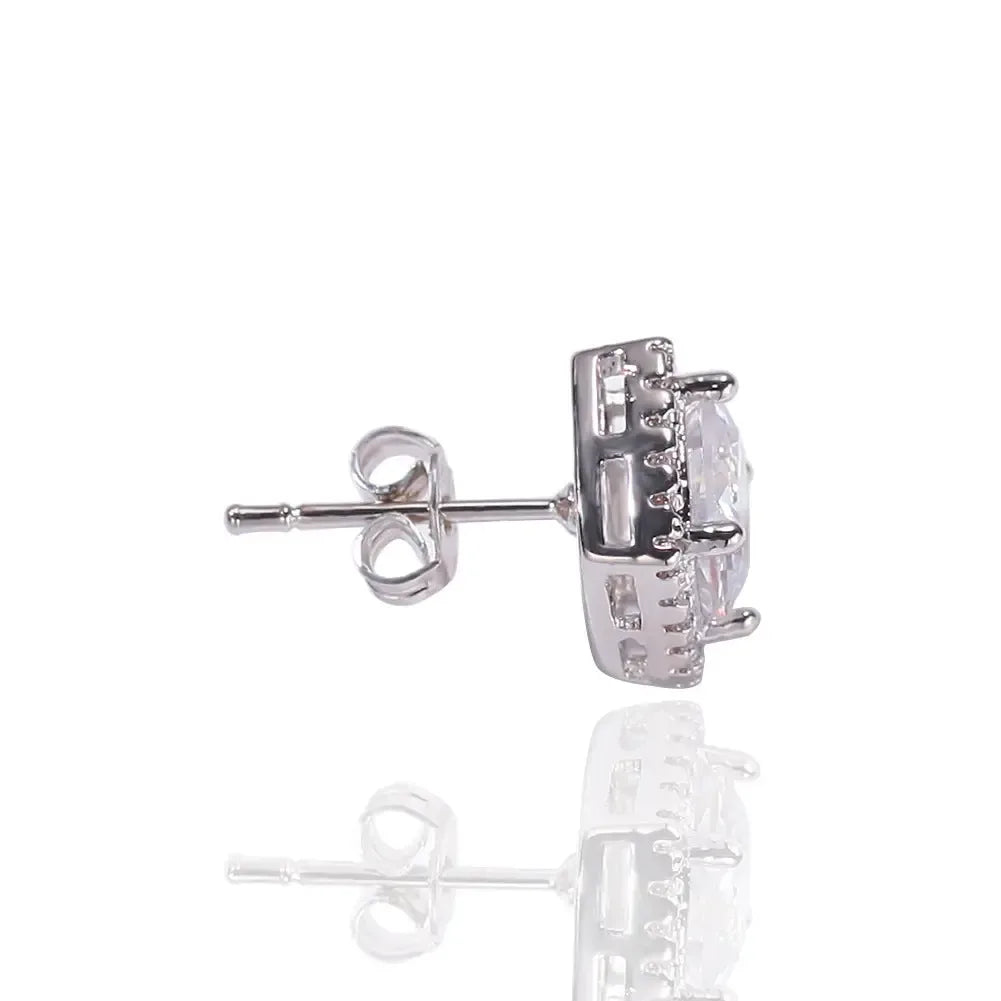 Hip Hop Four-Prong Black Zircon Earrings - Plush Fashion Hub