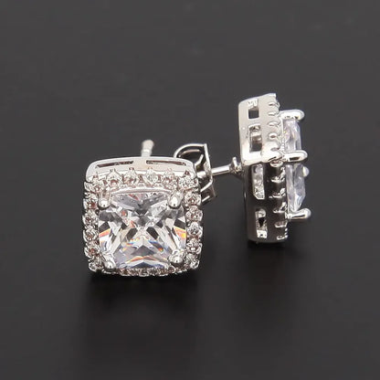 Hip Hop Four-Prong Black Zircon Earrings - Plush Fashion Hub