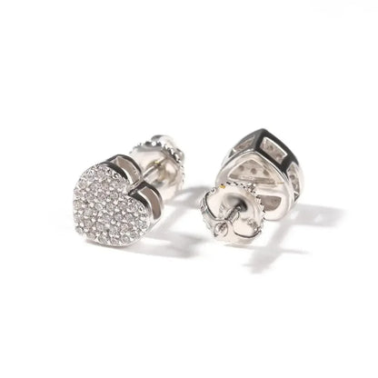 Hip Hop diamond-encrusted 925 silver stud earrings - Plush Fashion Hub