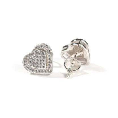Hip Hop diamond-encrusted 925 silver stud earrings - Plush Fashion Hub