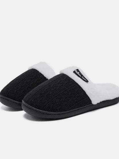 Horn Buckle Furry Texture Flat Slippers - Plush Fashion Hub