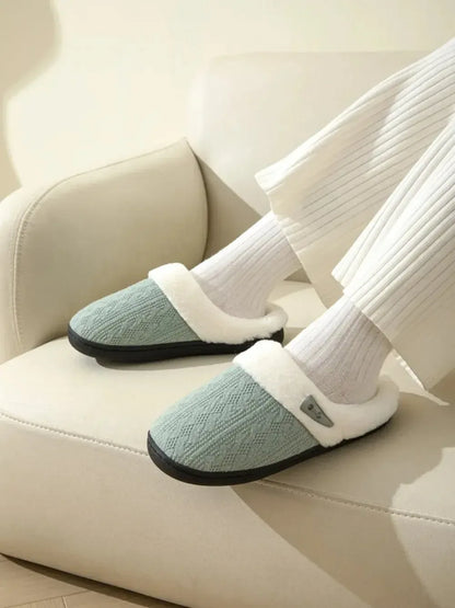 Horn Buckle Furry Texture Flat Slippers - Plush Fashion Hub