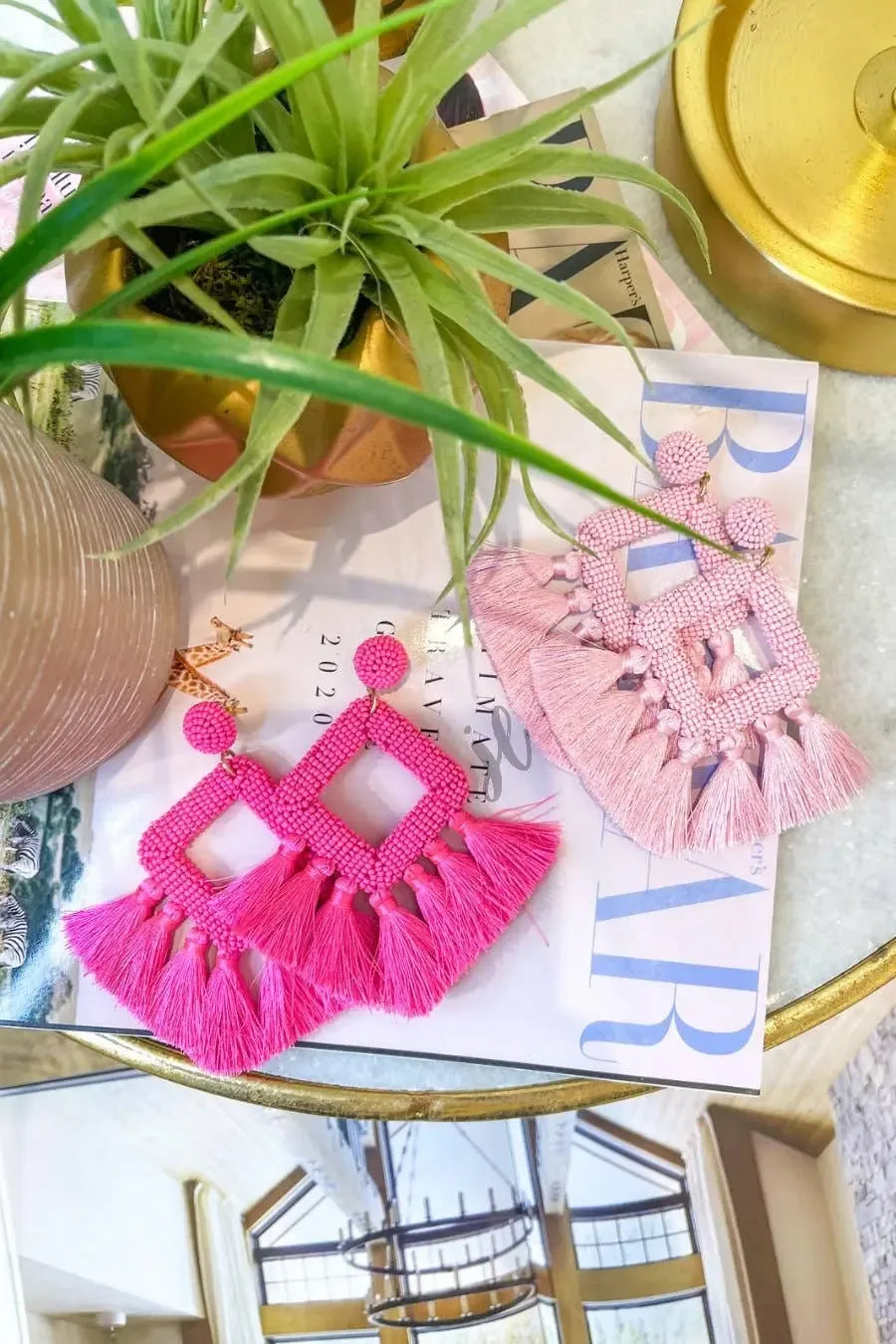 Hot Pink Ellie Fringe Drop Earrings - Plush Fashion Hub
