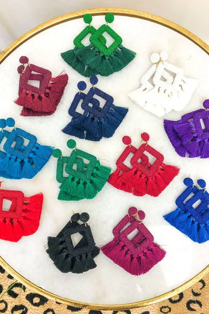 Hot Pink Ellie Fringe Drop Earrings - Plush Fashion Hub