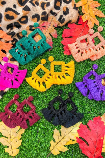 Hot Pink Ellie Fringe Drop Earrings - Plush Fashion Hub