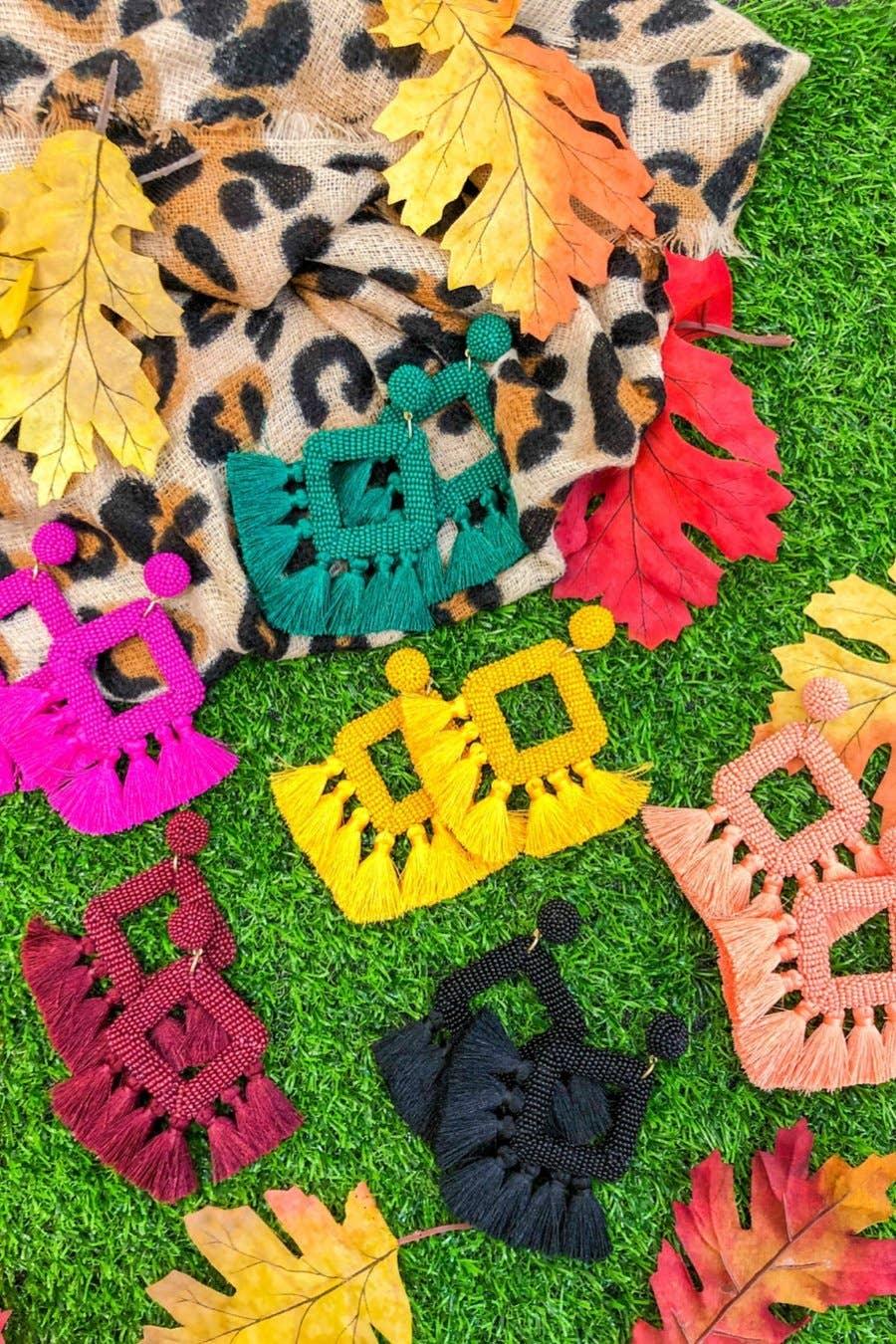 Hot Pink Ellie Fringe Drop Earrings - Plush Fashion Hub