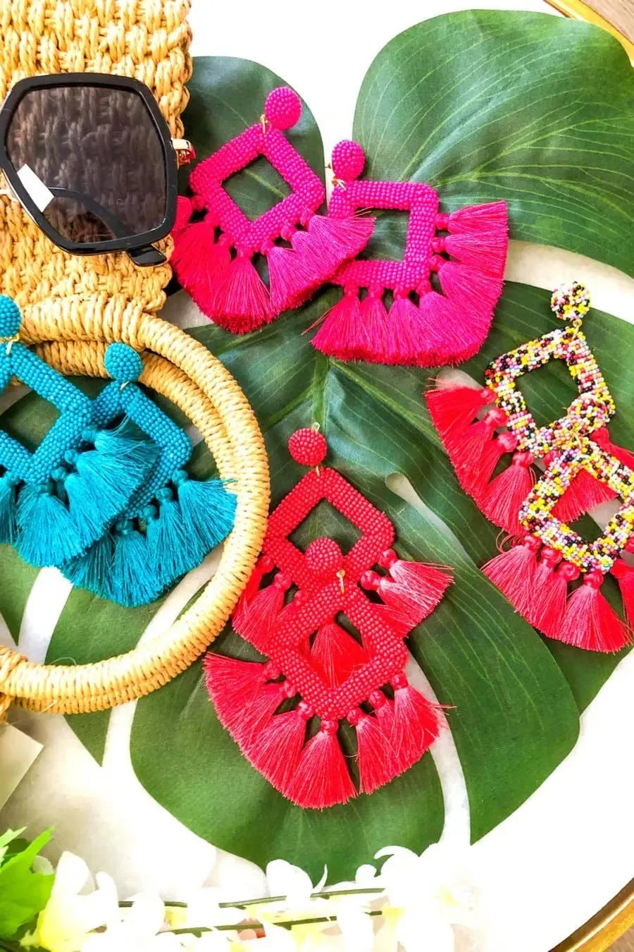 Hot Pink Ellie Fringe Drop Earrings - Plush Fashion Hub