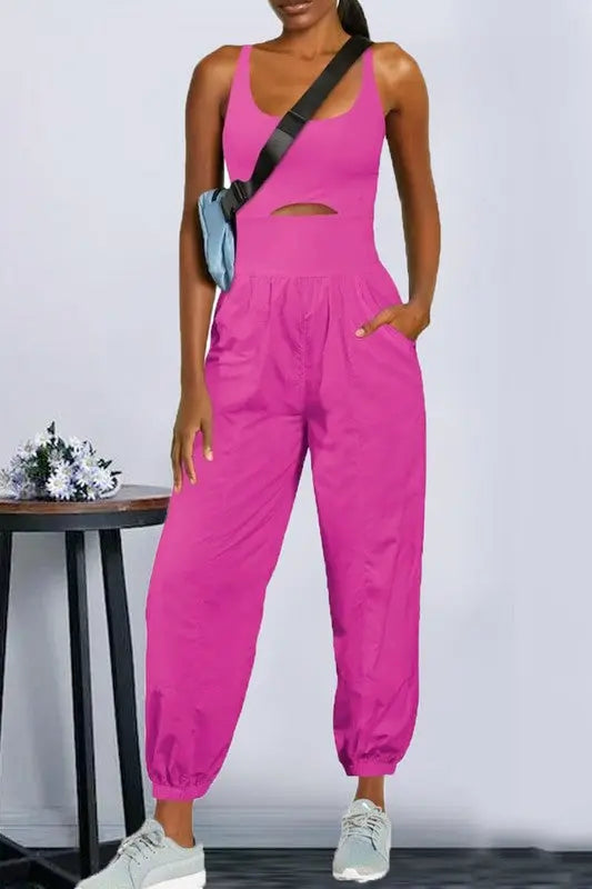 Hot Pink Get Physical Jumpsuit Pretty Little Patriot