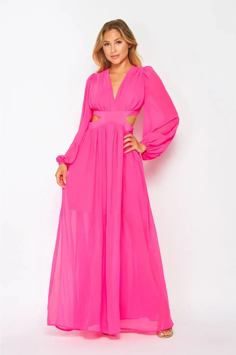 Hot Pink Royal Palms Maxi Dress - Plush Fashion Hub