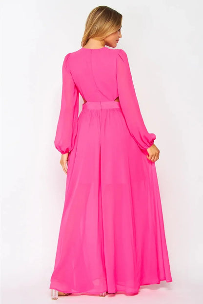 Hot Pink Royal Palms Maxi Dress - Plush Fashion Hub