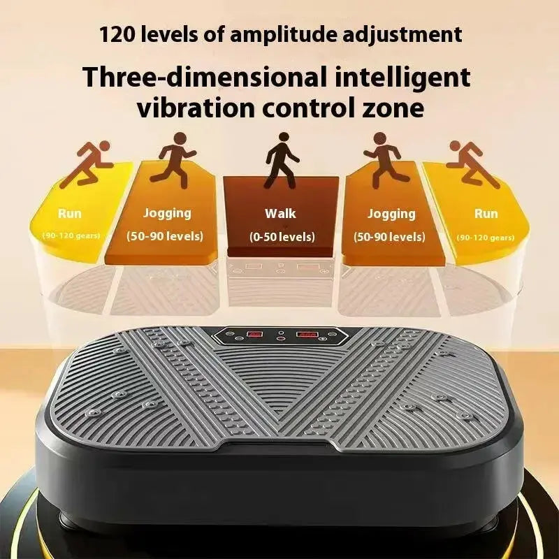 Full-body vibration plate from Plush Fashion Hub, a home fitness machine for body shaping and muscle toning.