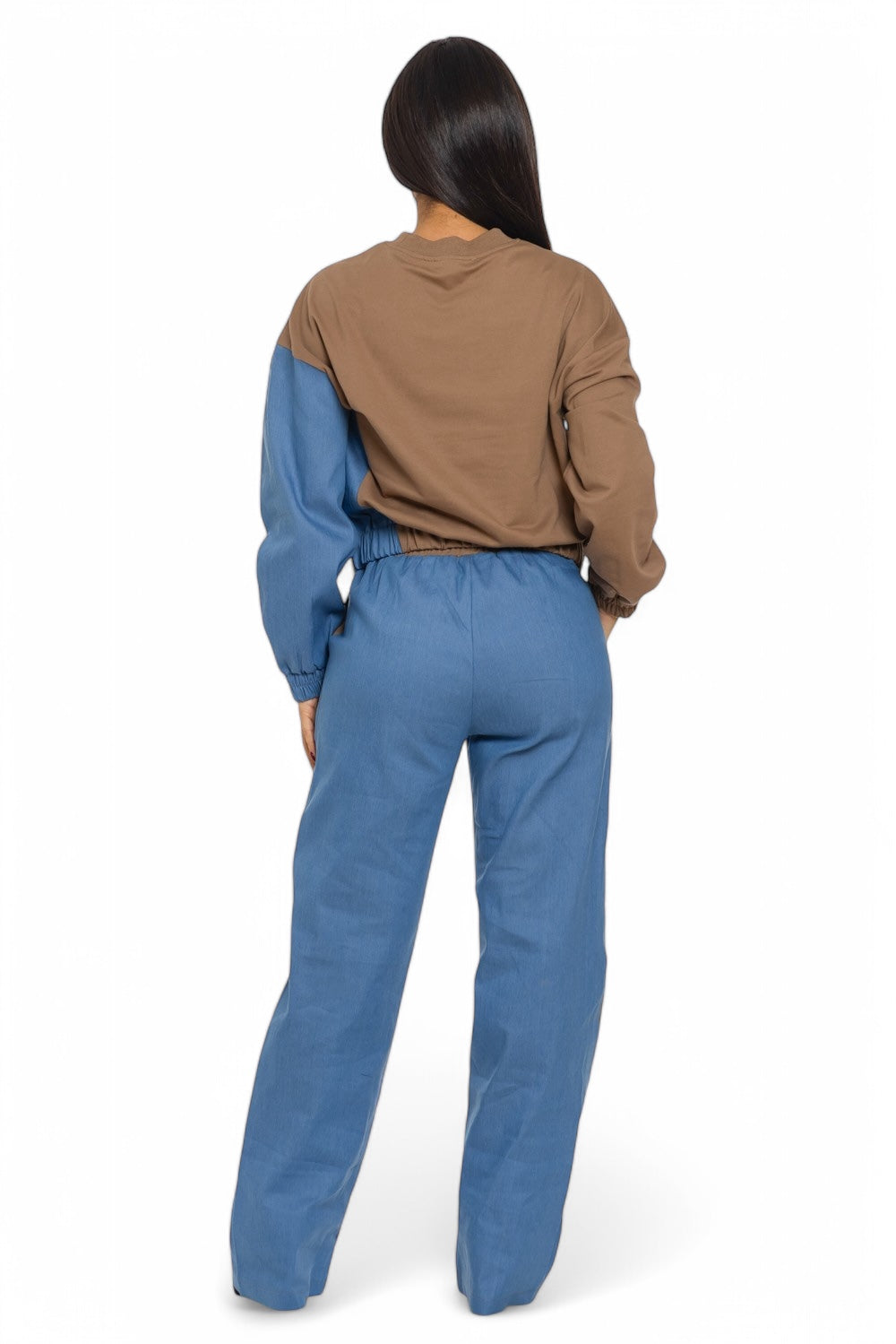 Two-tone long sleeve pants set by The House of Stylez, featuring a matching top and bottoms in stylish fabric.