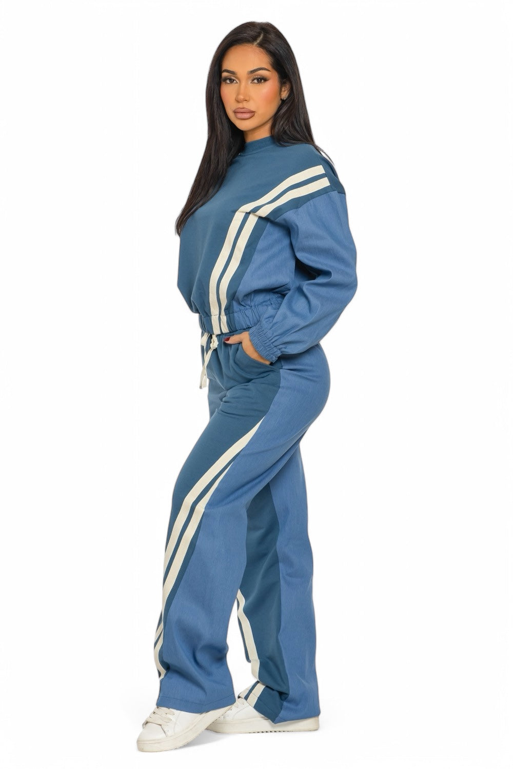 Two-tone long sleeve pants set by The House of Stylez, featuring a stylish 2-piece outfit with contrasting colors.