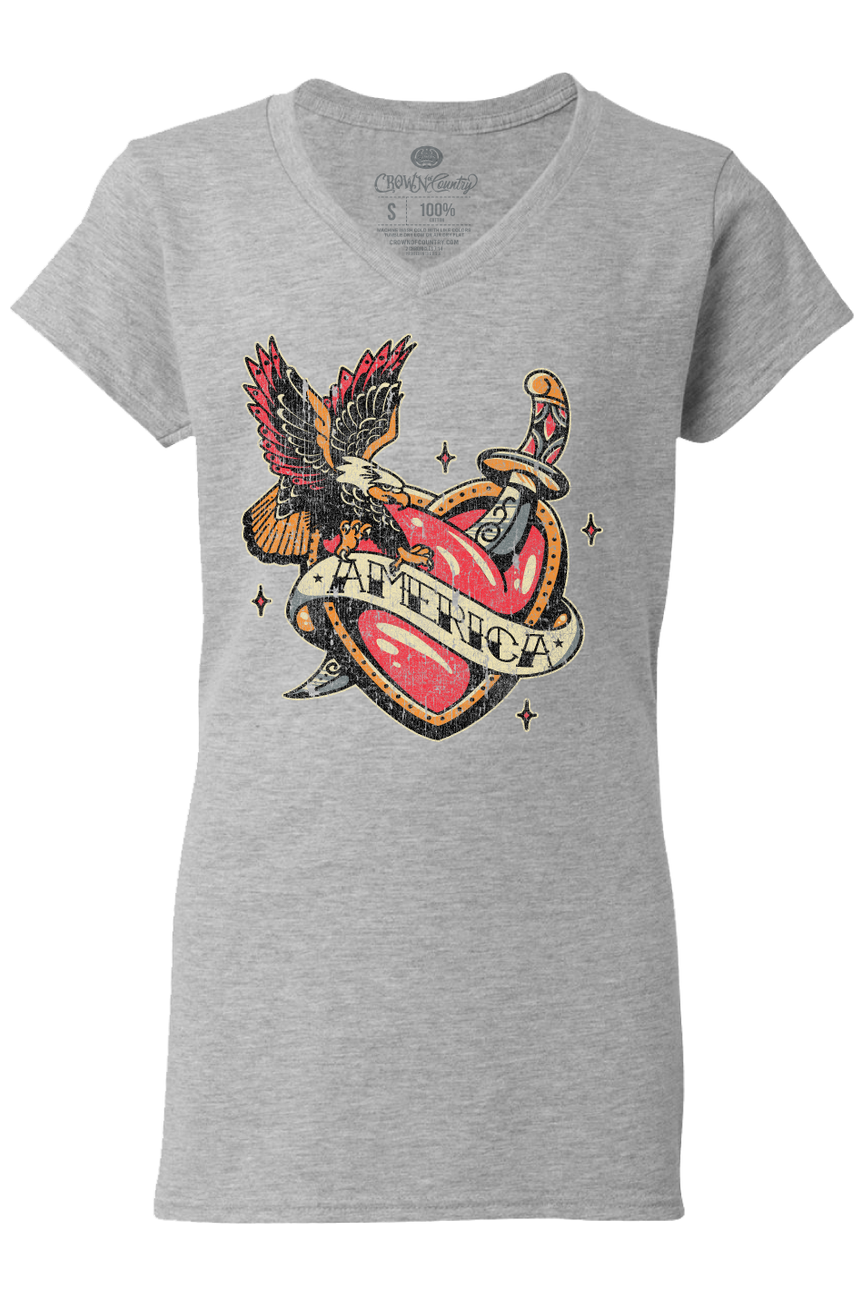 America Heart Tattoo graphic tee -clearance Pretty Little Patriot