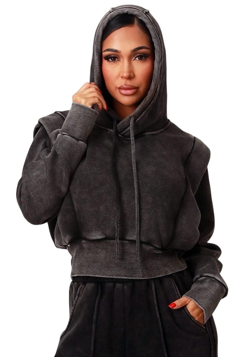 The House of Stylez crop hoodie and wide-leg sweat suit set, featuring a cozy crop hoodie and relaxed wide-leg pants.