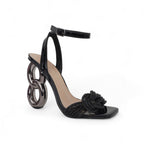 The House of Stylez Connie heels in black with ankle straps and stiletto heels, displayed on a neutral background.