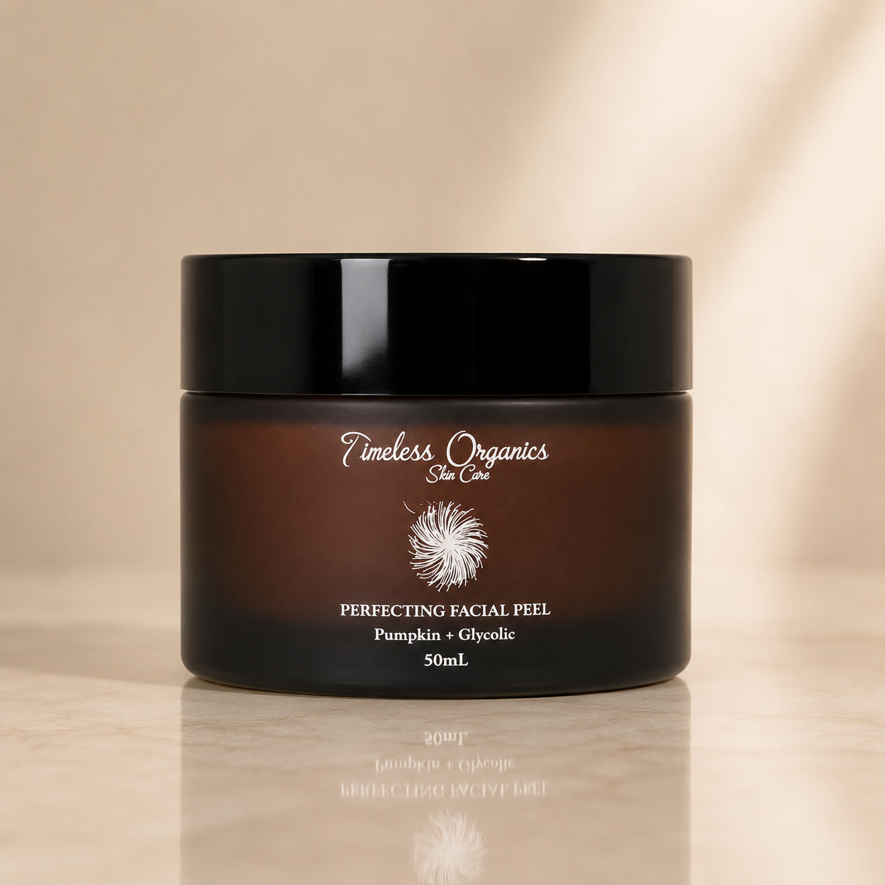 Pumpkin and glycolic facial peel by Plush Fashion Hub showing a jar with pumpkin extract and glycolic acid for skincare.