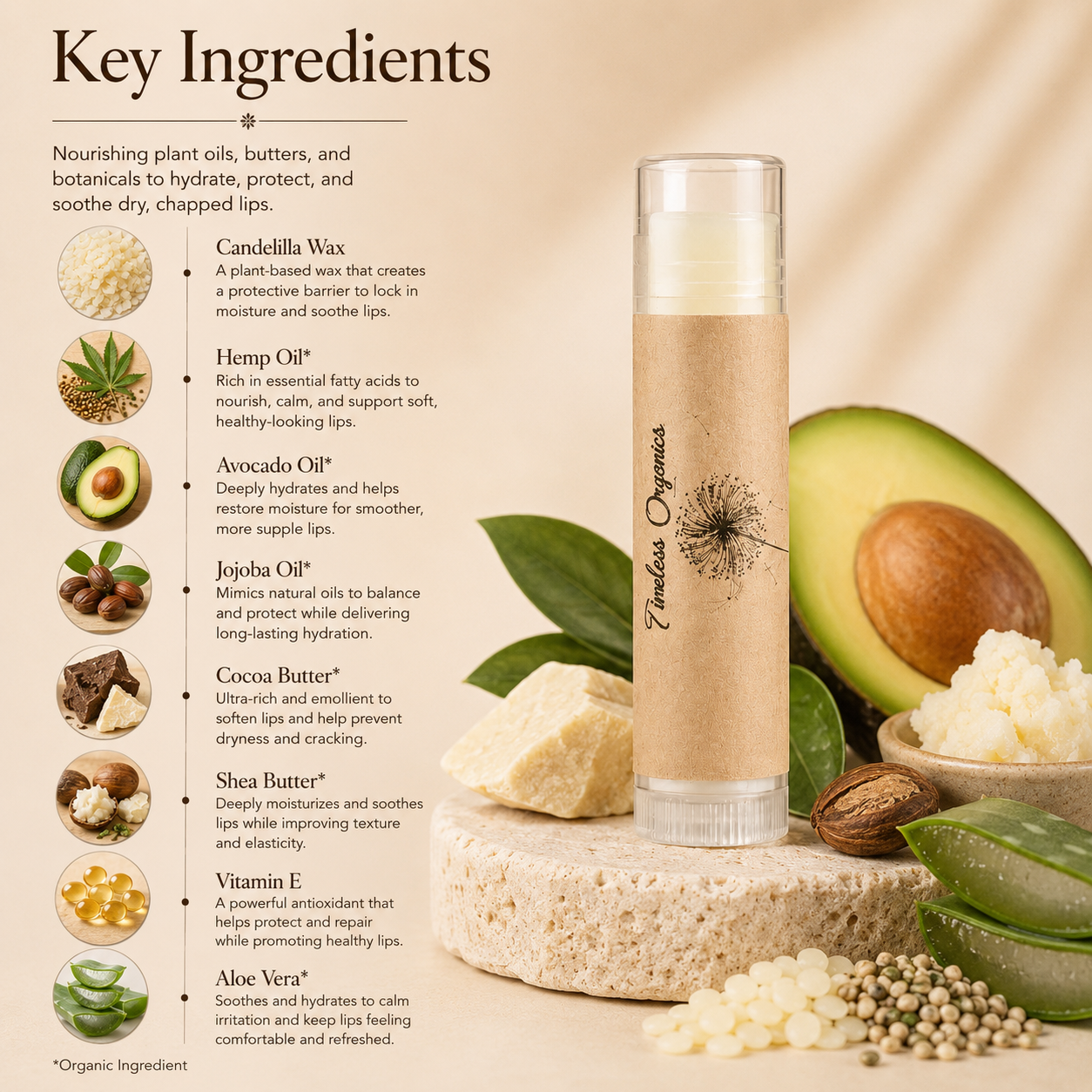 Plush Fashion Hub Lip Saver Balm in a sleek tube, designed to hydrate and nourish lips with a smooth, glossy finish.