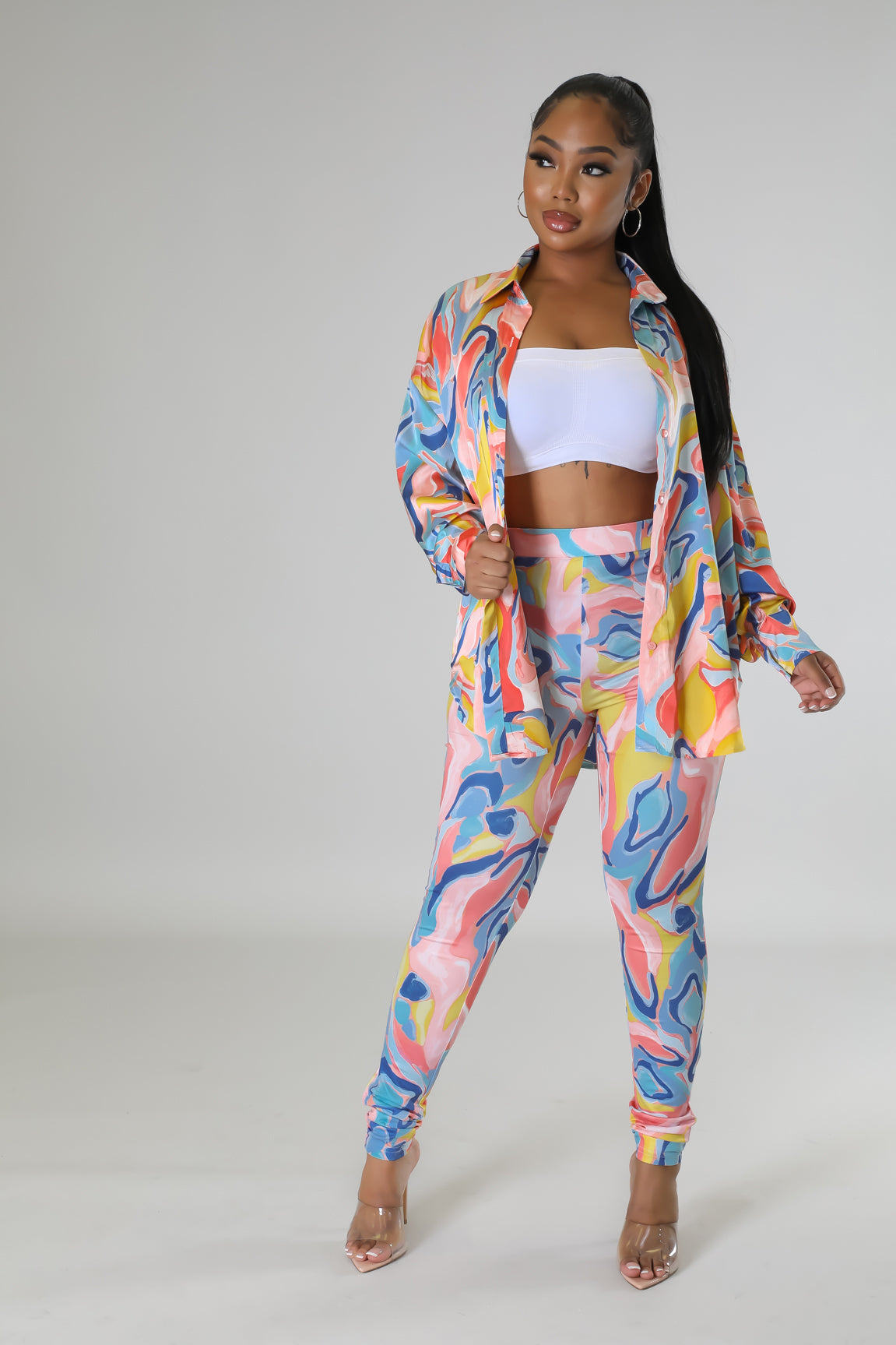 Fasheabe Misha Legging Set in peach, featuring a stylish matching top and leggings for comfortable, fashionable wear.