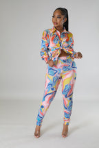 Fasheabe Misha Legging Set in peach, featuring matching leggings and top, styled for casual or active wear.