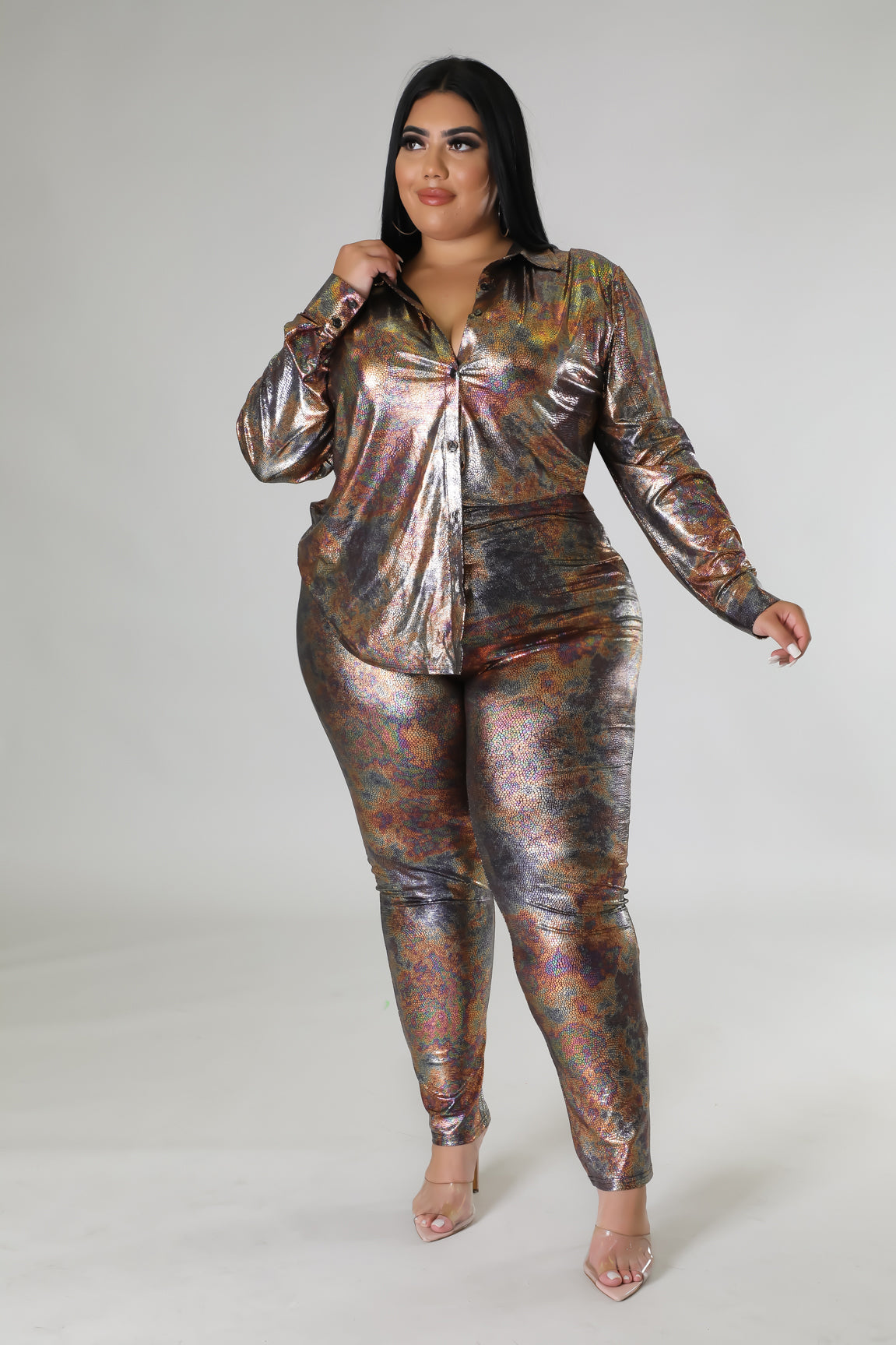 Plus size Amilia Love Pant Set by Fasheabe featuring a stylish matching top and pants in a comfortable, fashionable design.