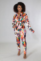Fasheabe Breya Days legging set featuring matching top and leggings in vibrant colors, styled for casual wear.