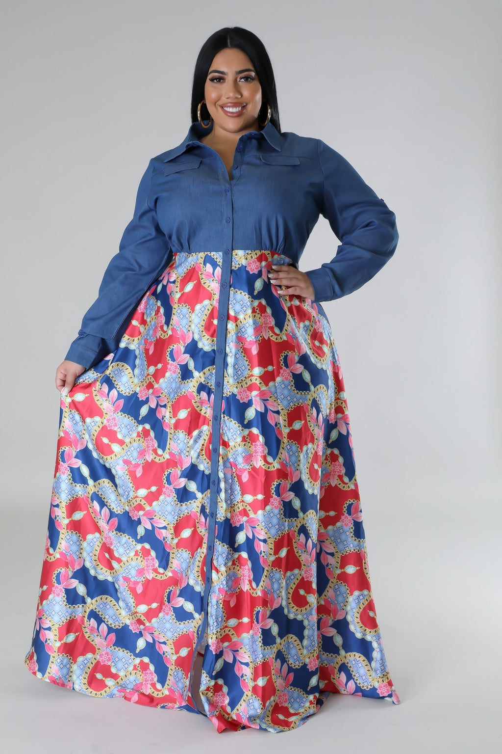 Plus size Jaccina dress by Fasheabe featuring a stylish design and comfortable fit, shown in a vibrant fabric.