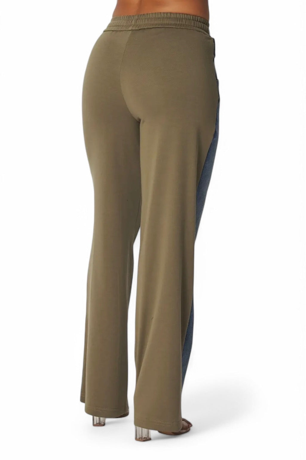 April straight leg denim jean sweatpants from The House of Stylez, showing the relaxed fit and classic denim fabric.