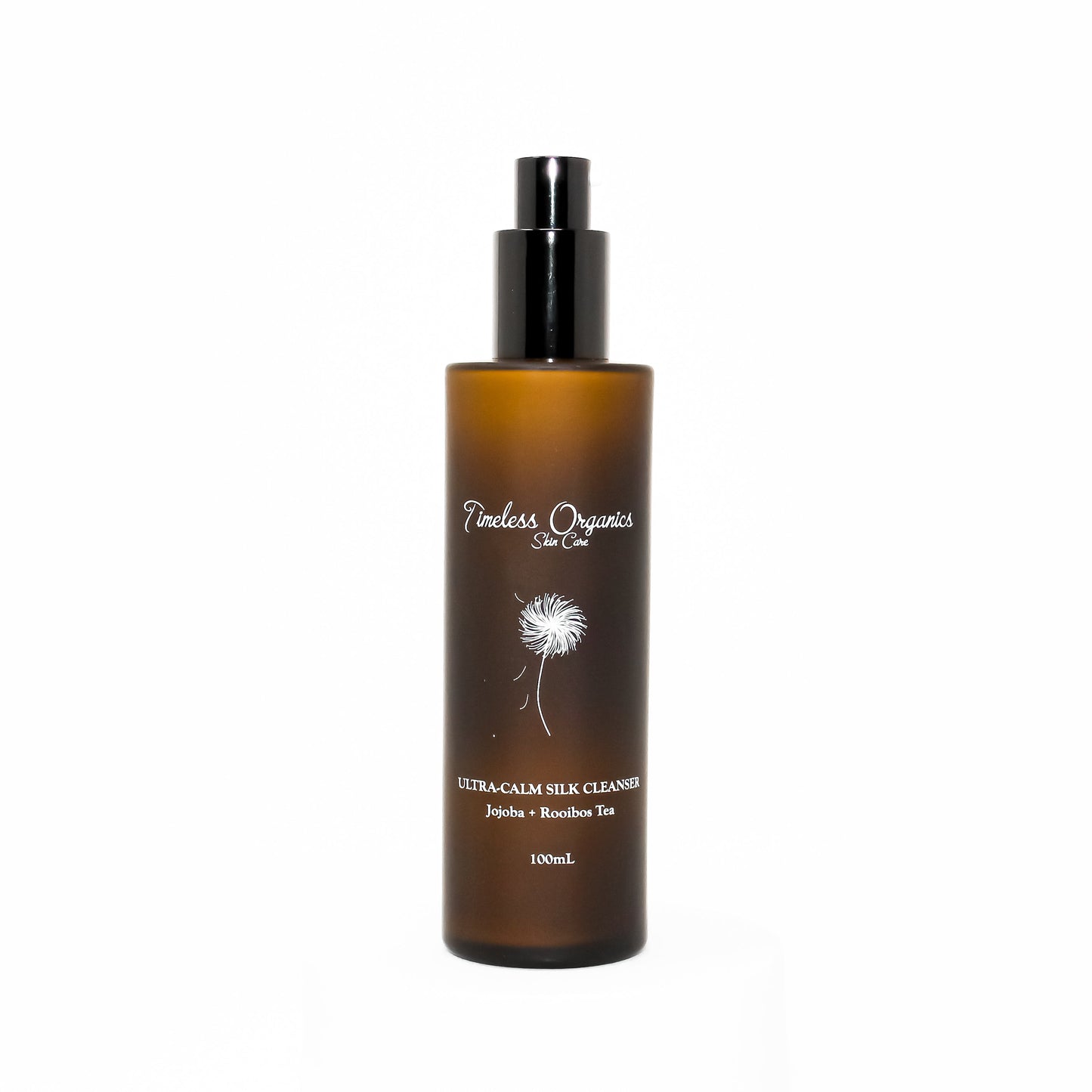 Plush Fashion Hub Ultra Calm Silk Facial Cleanser in a sleek bottle, designed for gentle cleansing and soothing skin.