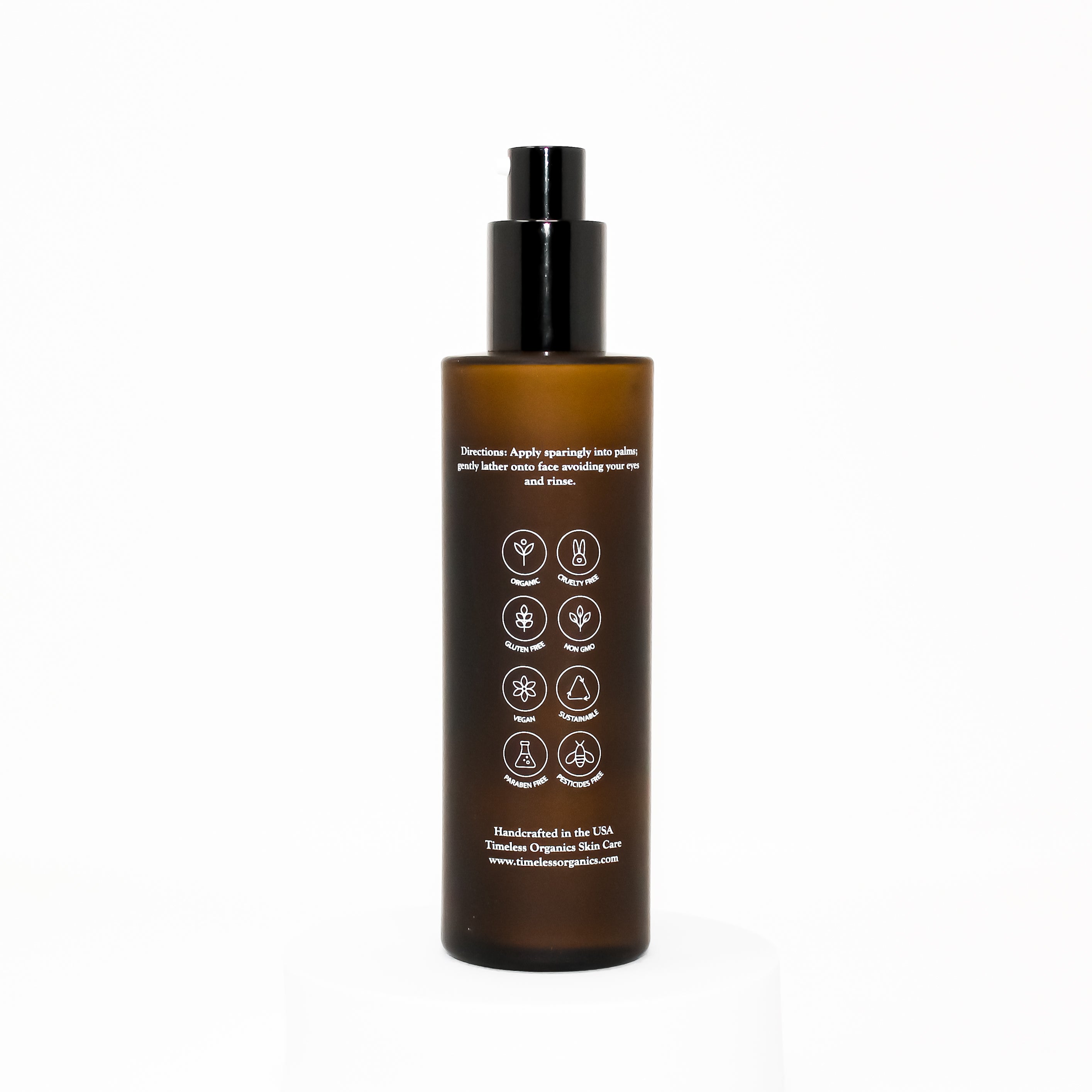 Timeless Organics Ultra-Calm Silk Cleanser bottle with a clean, minimalist design, showcasing a gentle skincare product for sensitive skin.