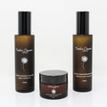 Timeless Organics Skin Care Ultra-Calm Moisturizing Kit with soothing creams and serums, displayed in a skincare set on a neutral background.