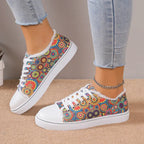 Low top floral canvas shoes for women with breathable design, stylish casual footwear from Trendy Attic Store01