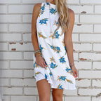 Multicolor sleeveless halter dress for women by Trendy Attic Store01, featuring vibrant fabric and stylish design.