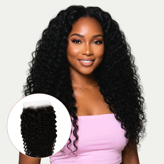 Jerry Curl 4x4 Transparent Lace Human Hair Closure - Plush Fashion Hub
